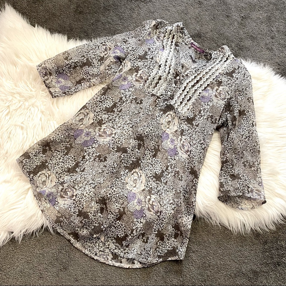 Chiffon floral tunic blouse